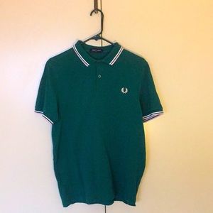 Fred Perry Twin Tipped Polo Green Rose Gold Medium